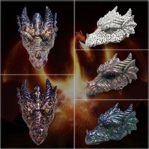 1Pcs Resin Lava Dragon Head Ornaments Imitation Crystal Dinosaur Statue Crafts Home Accessories Living Home Decor Room Decor