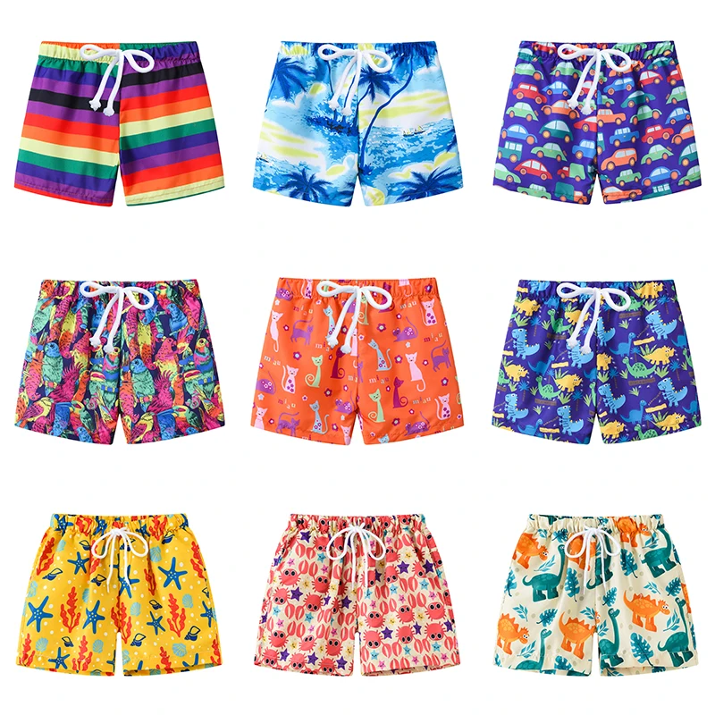 

Kids Summer Beach Shorts New Fashion Cartoon Dinosaur Flower Prints Short Panst for Children Boys and Girls Clothes