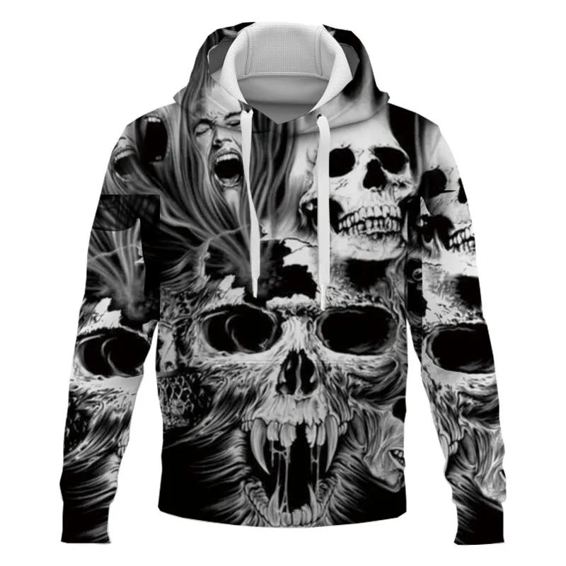 

Horror Menswear Skull Hoodies 3D Harajuku print Funny Hoodie Sweatshirt Hop Hip Man Big Size Autumn Winter Quality Streetwear