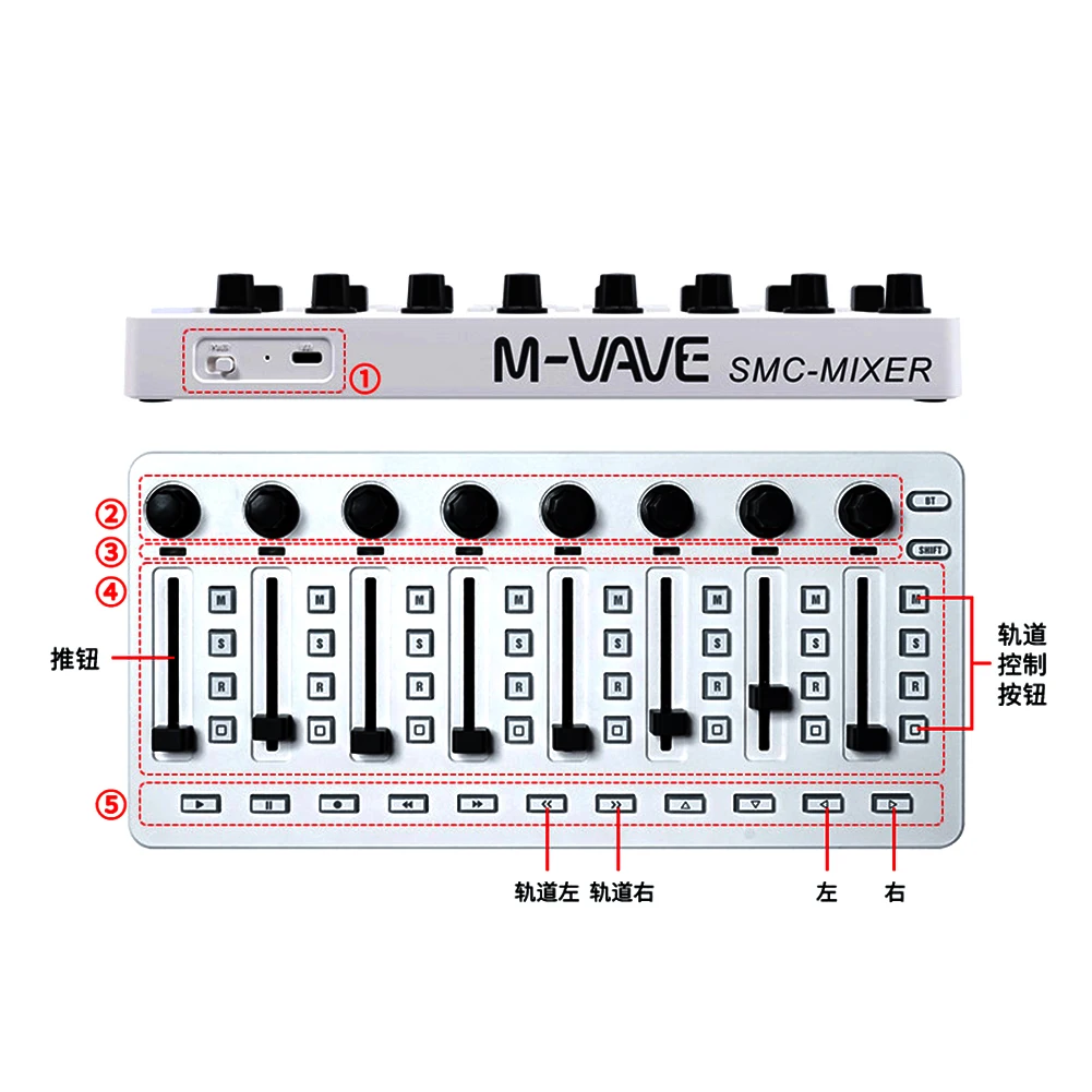 Для M-VAVE SK11 SMC-MIXER беспроводной MIDI-контроллер микшерная консоль BT-соединение