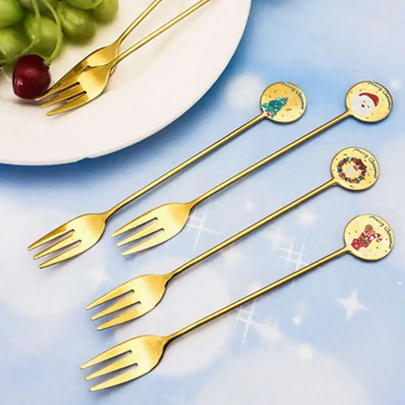 

Spoon Fork Household Good Corrosion Resistance Heat Resistance 304 Stainless Steel Christmas Pattern Decorative
