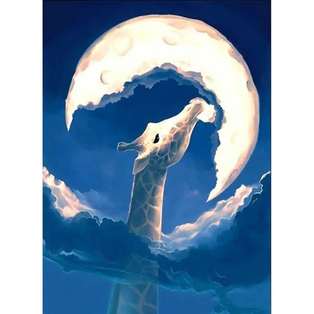 

5d Diy Diamond Painting Giraffe Mosaic Animal Diamond Embroidery Cross Stitch Moon Diamond Mosaic Handmade Gift Wall Art