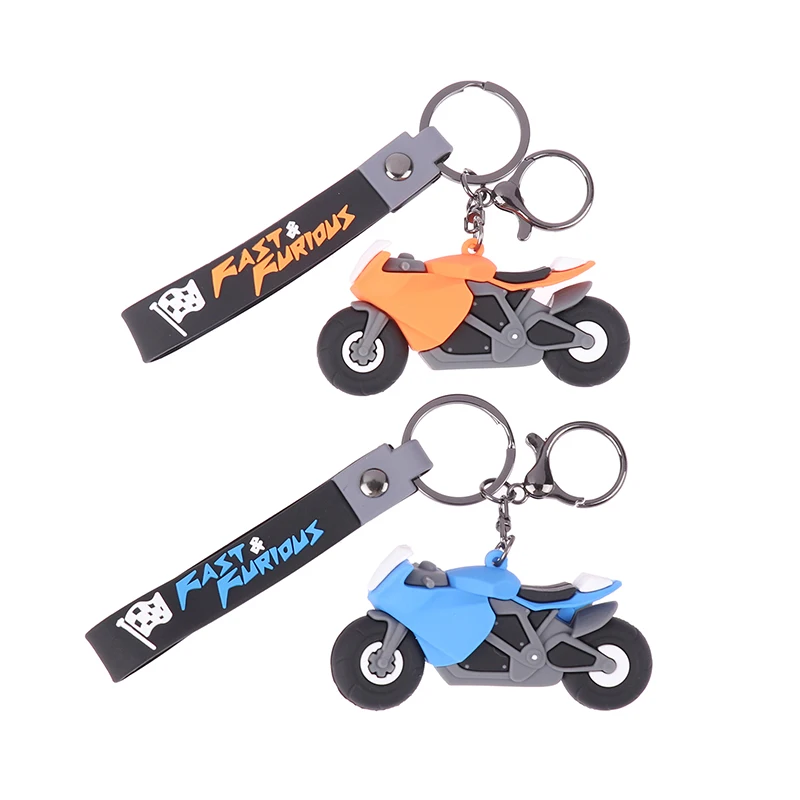 

New Fashion Men Cool Motorcycle Pendant PVC Keychain Car Key Ring Key Chain Gift