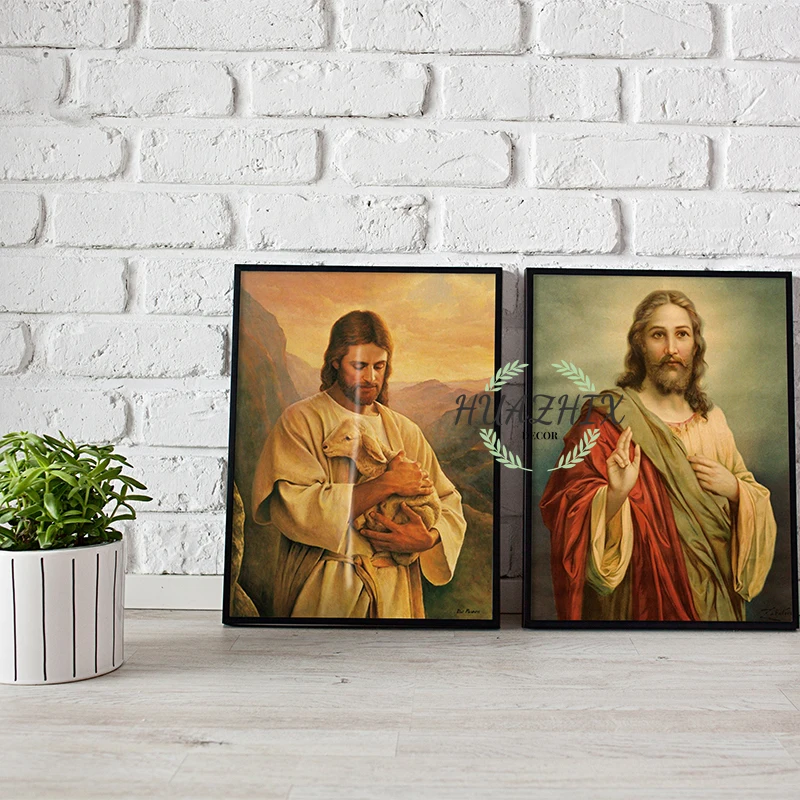 

Kraft Paper Printing Poster Christian Virgin Mary Catholic Church Wall Art Nordic Decorative Paintings Aesthetic Home Room Decor