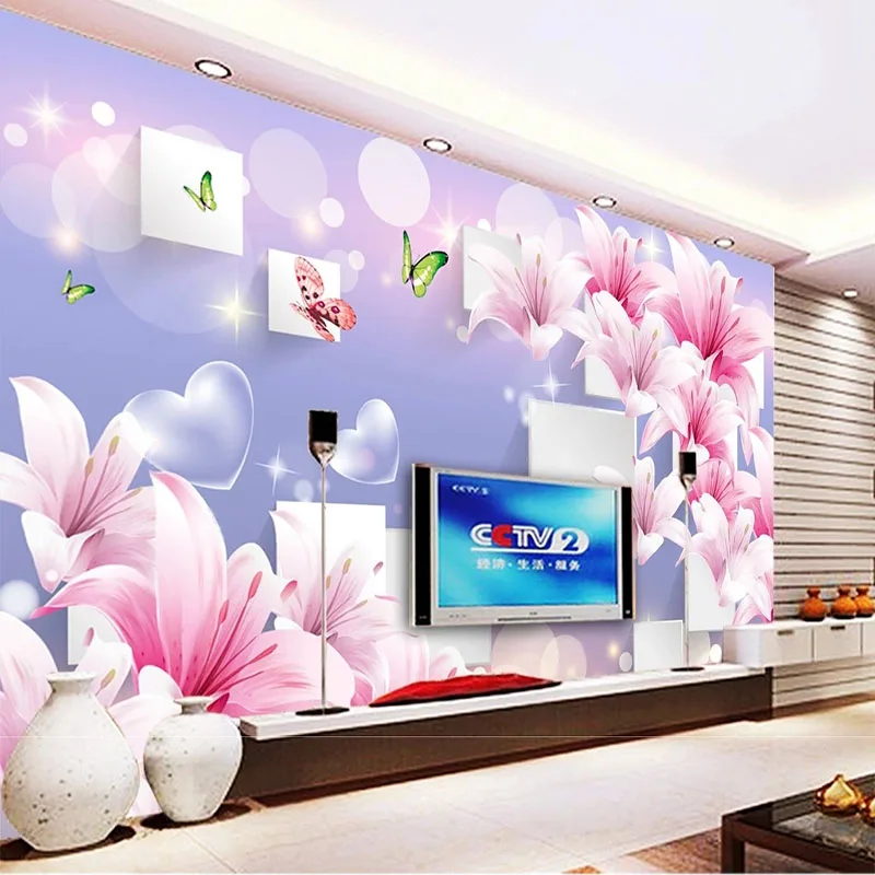 

Custom 3D Flower Lily 3D TV Background Wall Wallpaper For Bedroom Walls Mural Home Décor Tapety Fresco Papel De Parede Tapiz