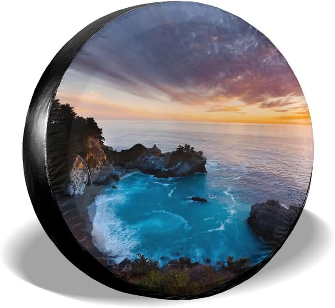 

Delumie Rv Spare tire Covers Coast of Big Potable Polyester Universal Spare Wheel Tire Cover Wheel Covers for Trailer RV SUV Tru