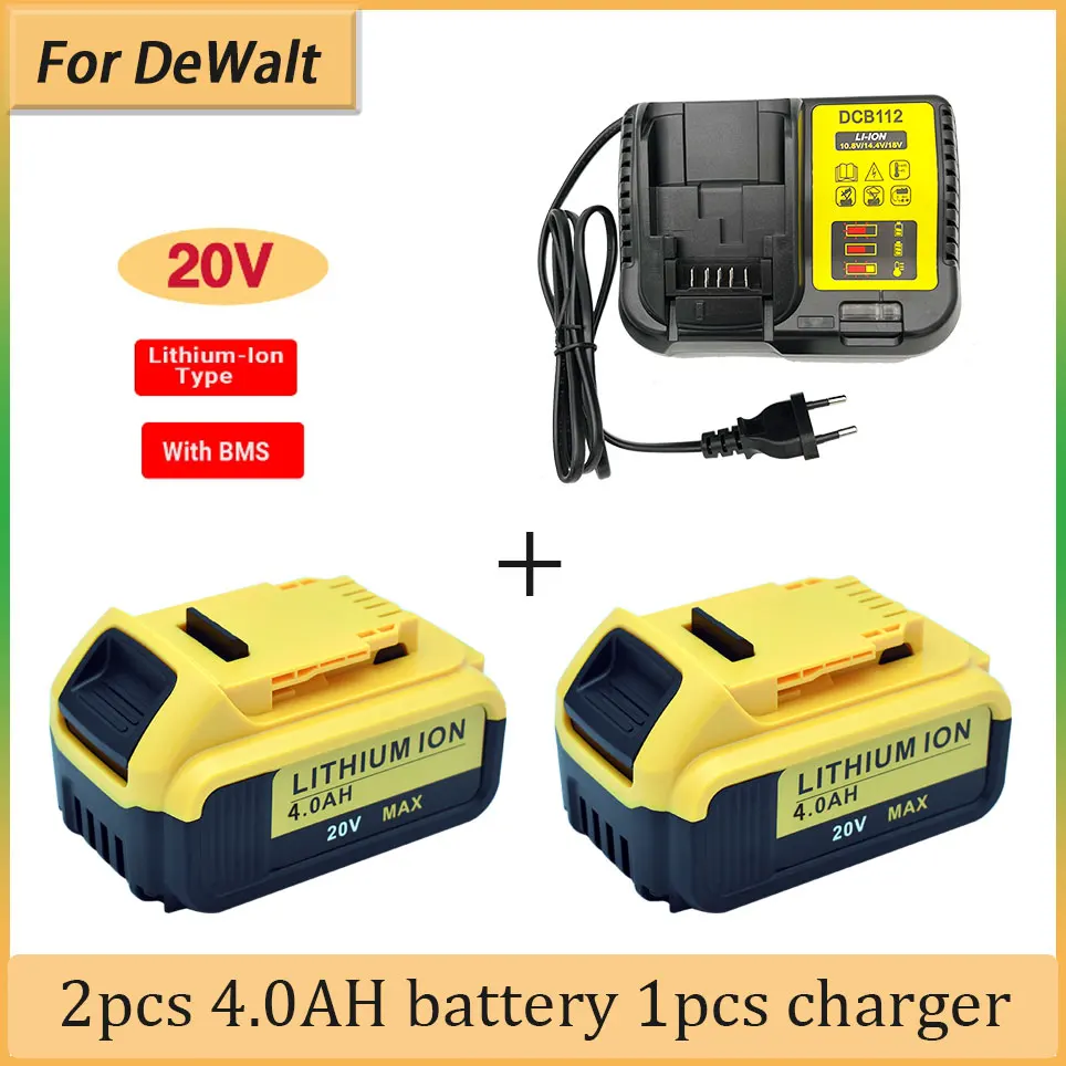 

4000mAh 20V For Dewalt DCB200 Replacement Battery Compatible with For Dewalt 20V Tools DCB182 DCB200 DCB609 Battery+charger