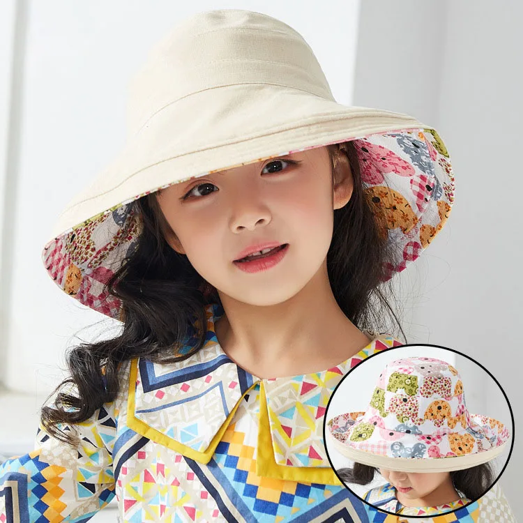 Children's Hat Sun Visor Cute double-sided fisherman's Hat Boys And Girls Fashion Basin Cap Sun Hat Free Shipping Girl Caps
