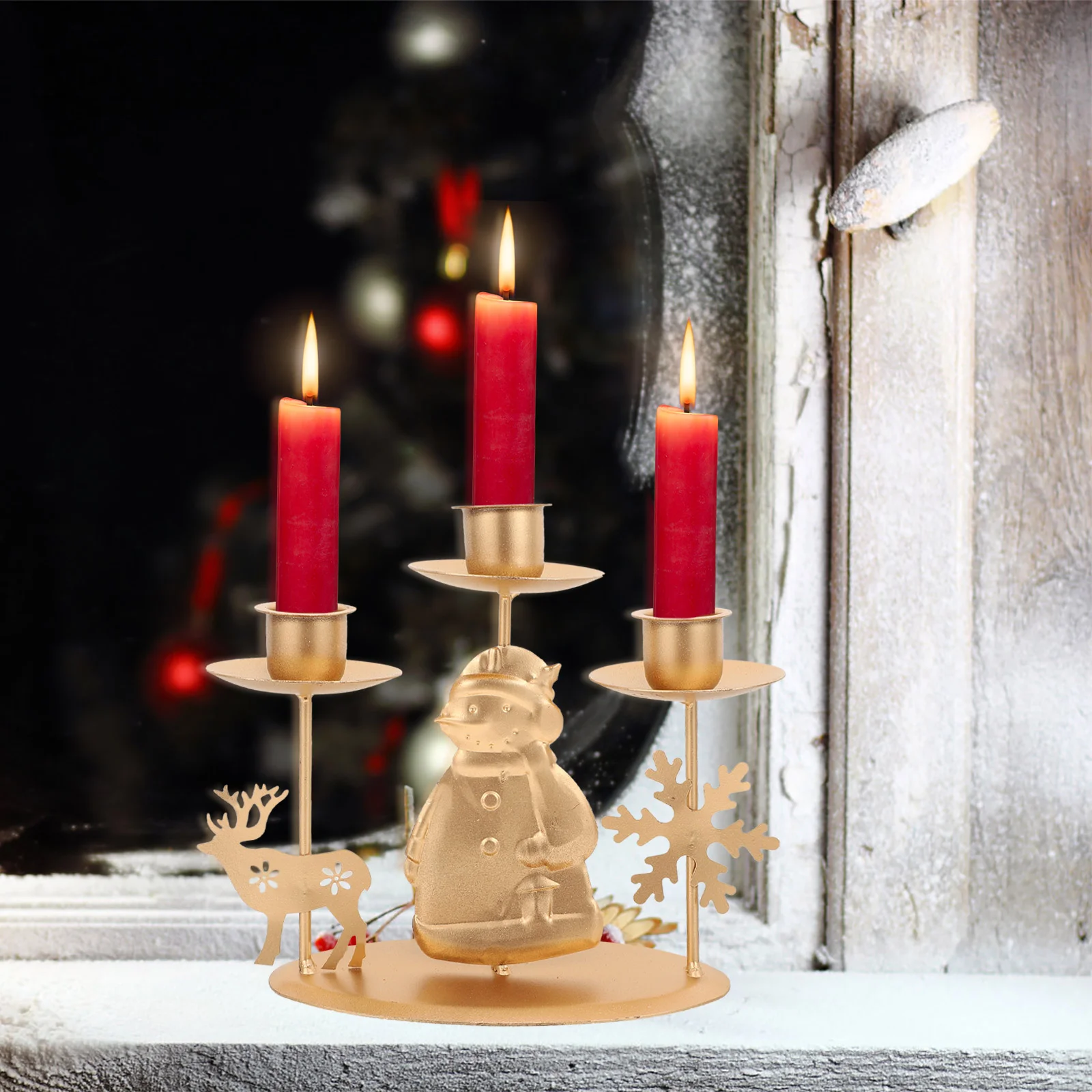 

Christmasholder Reindeer Metal Tea Light Stand Candlestick Figurine Santa Sculpture Cup Holders Tealight