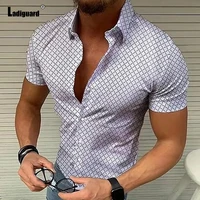 mens elegant casual blouse 2022 summer fashion dots plaid shirt masculina camisa shirt blusas homme ropa men clothing size s 5xl