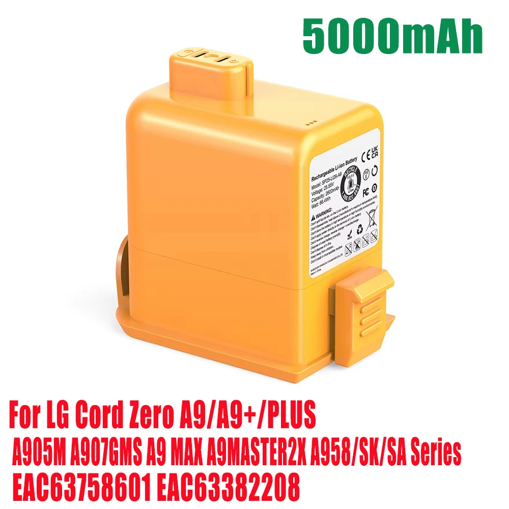 Сменный аккумулятор для LG Cord Zero A9 A9S P9 A9K-CORE A9MAX Φ A9N A9M Plus 25 55 в 5000 мАч