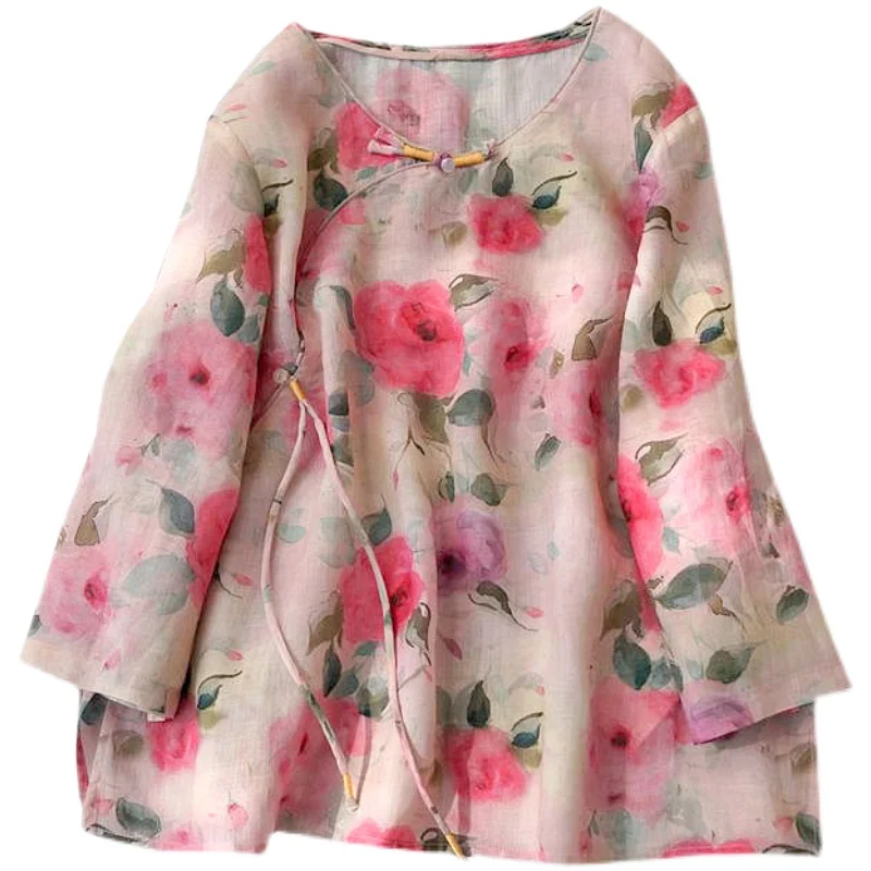 

Блузка женская с воротником-стойкой и рукавом 2022 в китайском стиле