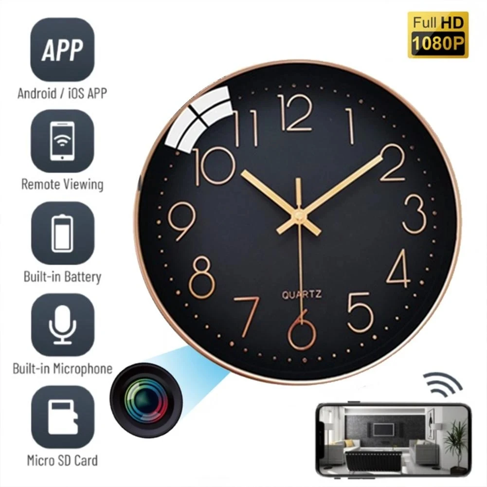 Wifi Wireless Wall Clock Camera 1080P Full HD Mini Camcorder Home Security Night Vision Support Mobile Phone Remote Viewing