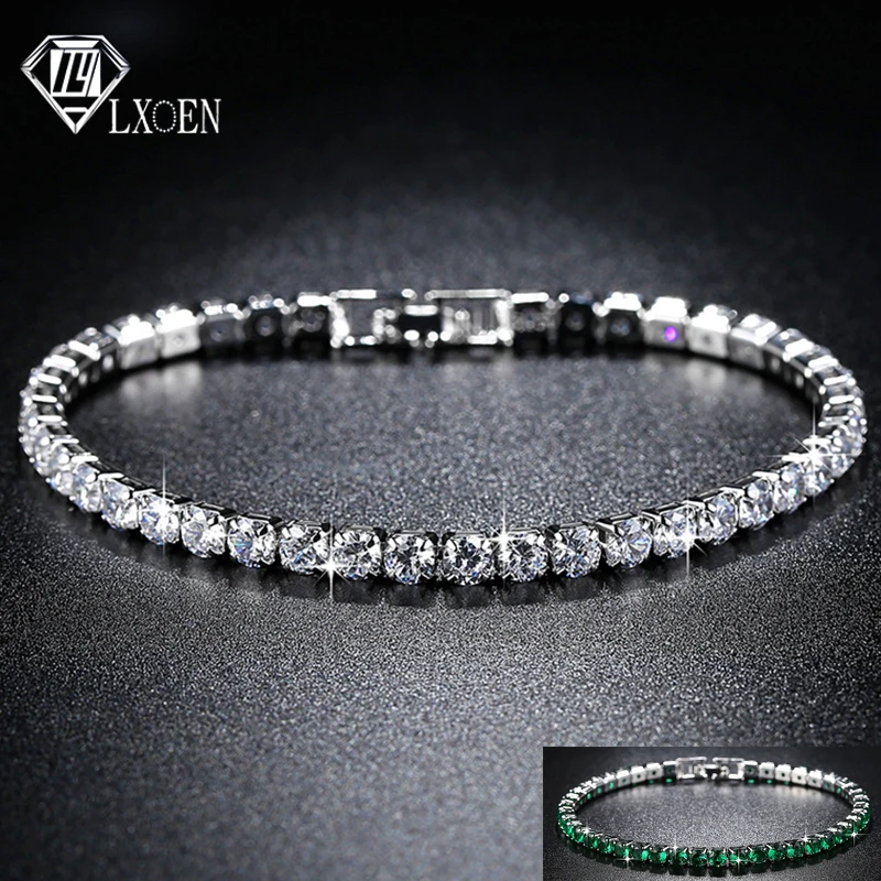 

LXOEN Round Tennis Bracelet for Women Men Bracelets Cubic Zirconia Party Wedding Hip Pop Pulseras Mujer Jewelry Christmas Gift