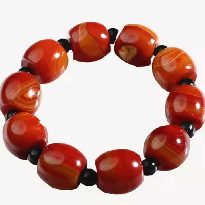 

Оригинальная модель, Южный красный агат, бочка из бусин, эластичный женский Восстанавливающий браслет, счастливый амулет, подарок