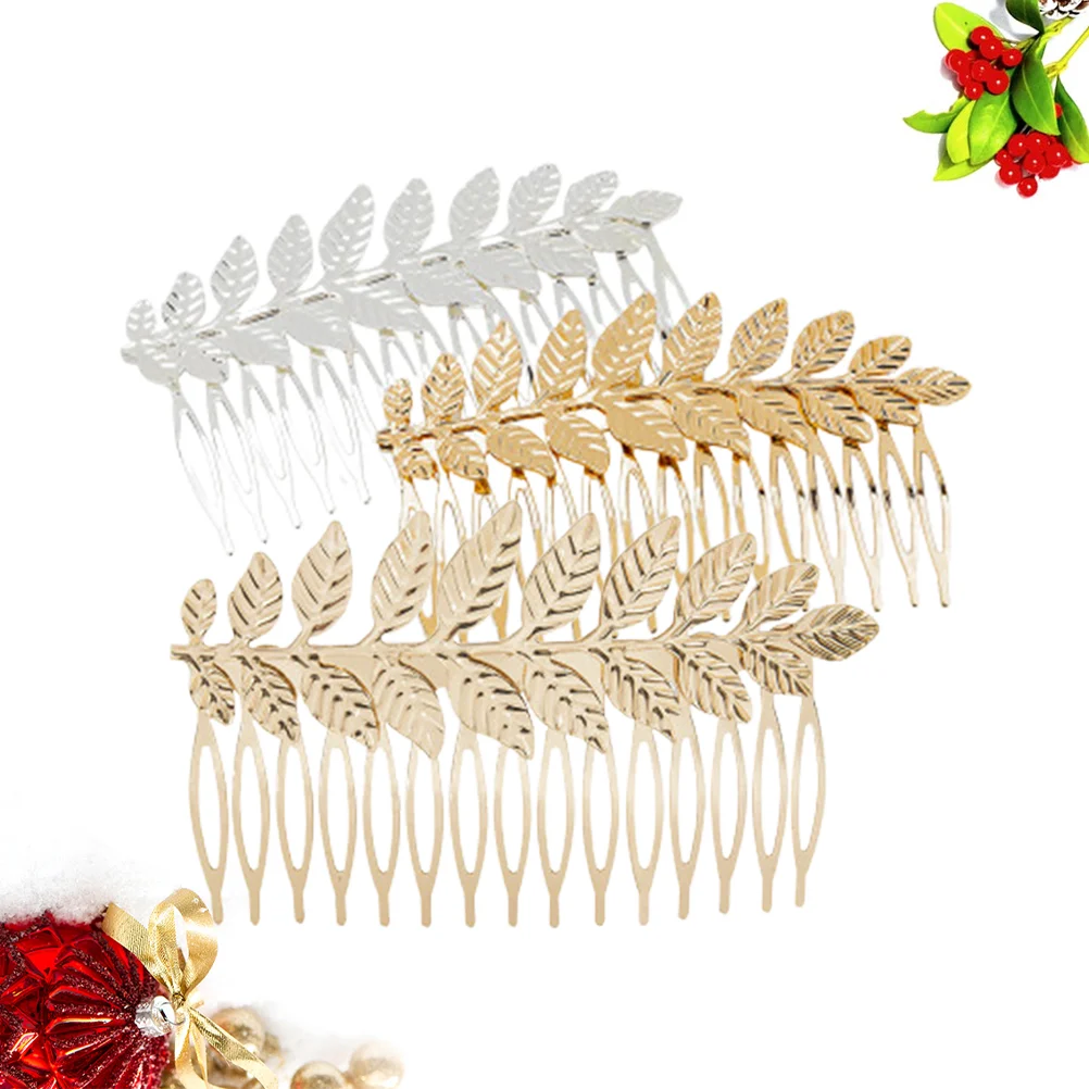 

3 Pcs Bride Headpieces Wedding Leaf Bridal Headdress Comb Hair Women Bridesmaid