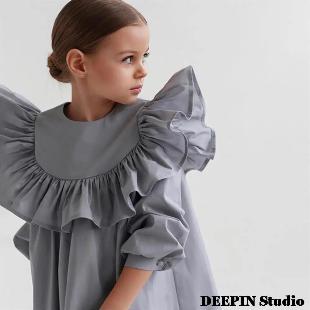 

2022 Spring&Summer New Kids Clothing Girl Dress Spanish Court Style Long-Sleeved Temperament Princess Dress Birthday Party Dress