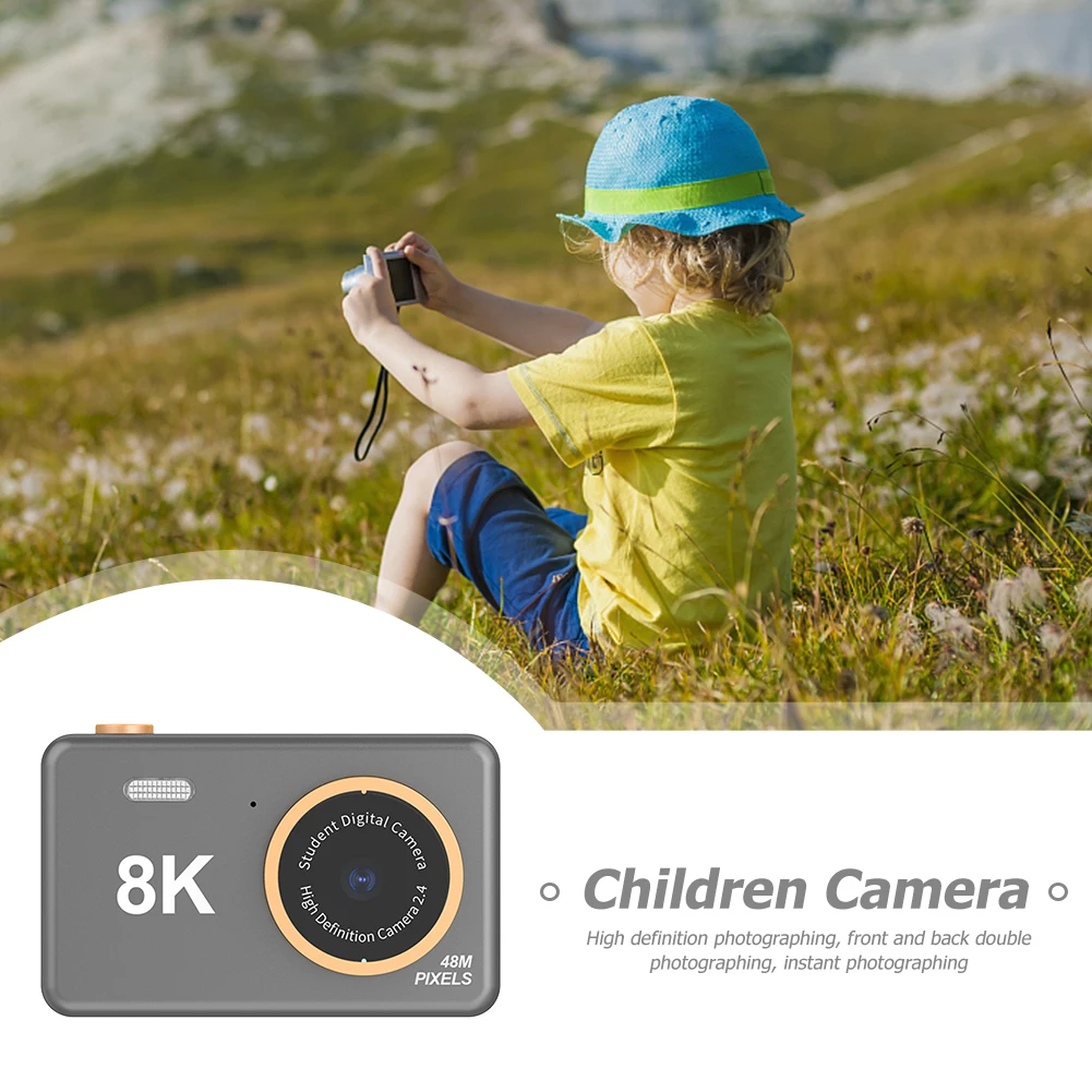 

Компактная цифровая фотокамера 8K, 2,4 дюймовый IPS экран, 8 Мп, с питанием от аккумулятора, с USB-зарядкой и шнурком