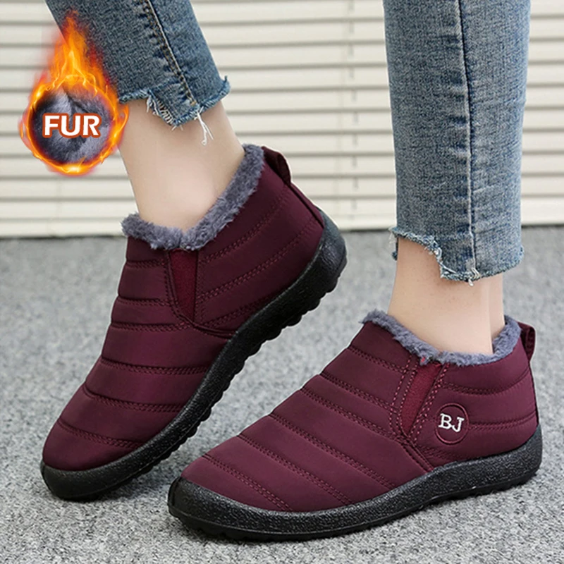 

Женские модные водонепроницаемые зимние кроссовки, черная обувь для женщин, кроссовки до щиколотки для женщин, однотонная Уличная обувь дл...