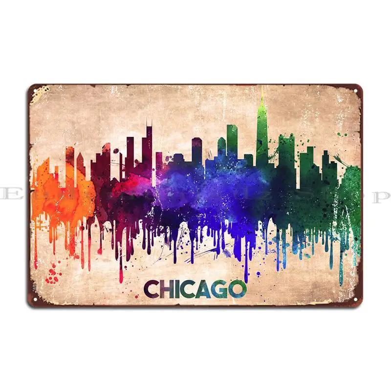 

Chicago Metal Sign Pub Plates Bar Cave Plates Club Designs Tin Sign Poster