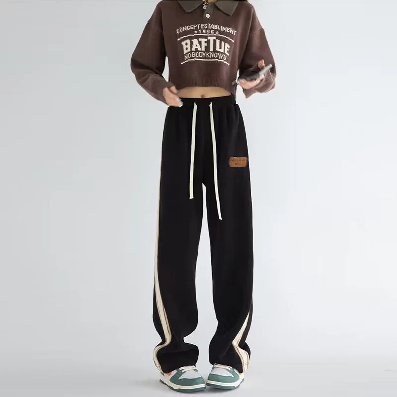 

2023 Women Fashion Cargo Pants Female New Arrival Elastic Waist Wide Leg Trousers Ladies Korean High Street Women Pant