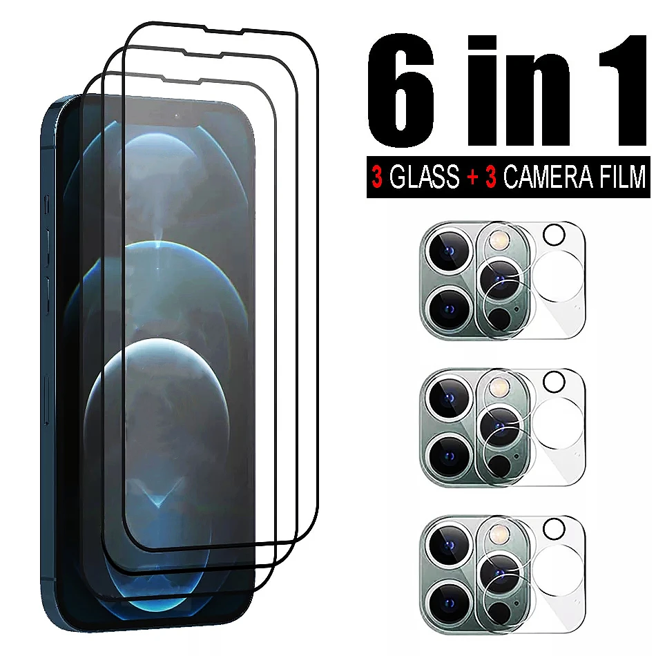 

Full Cover Protective Glass For iPhone 13 12 11 Pro Max 13Mini 12Mini Screen Protectors For iPhone 11Pro 12Pro 13Pro Camera Lens