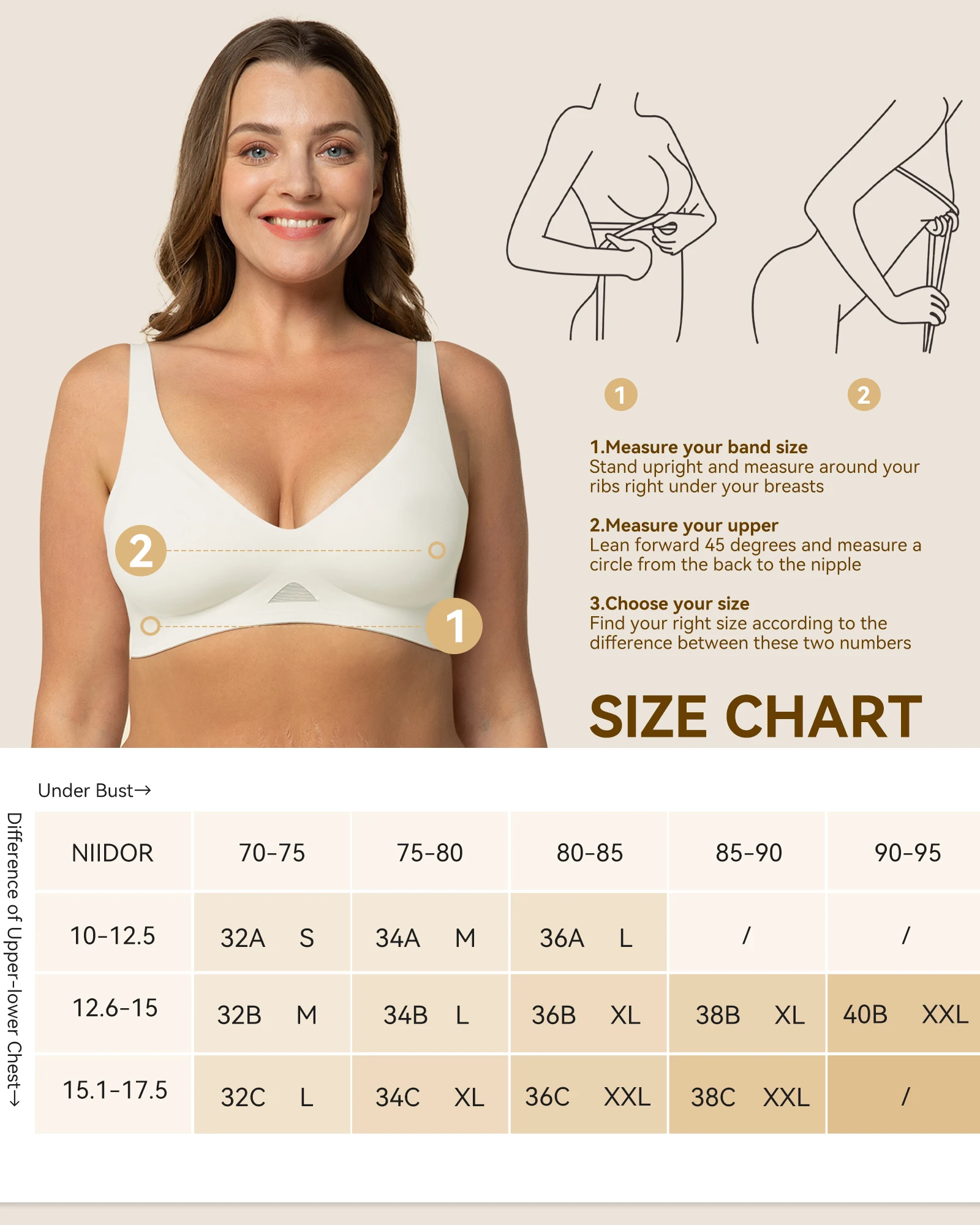 Niidor Seamless Wireless Bra V Neck Invisible Comfort Bra Breathable Wirefree Bralette Thin Soft Everyday Bra for Women Girl Bra