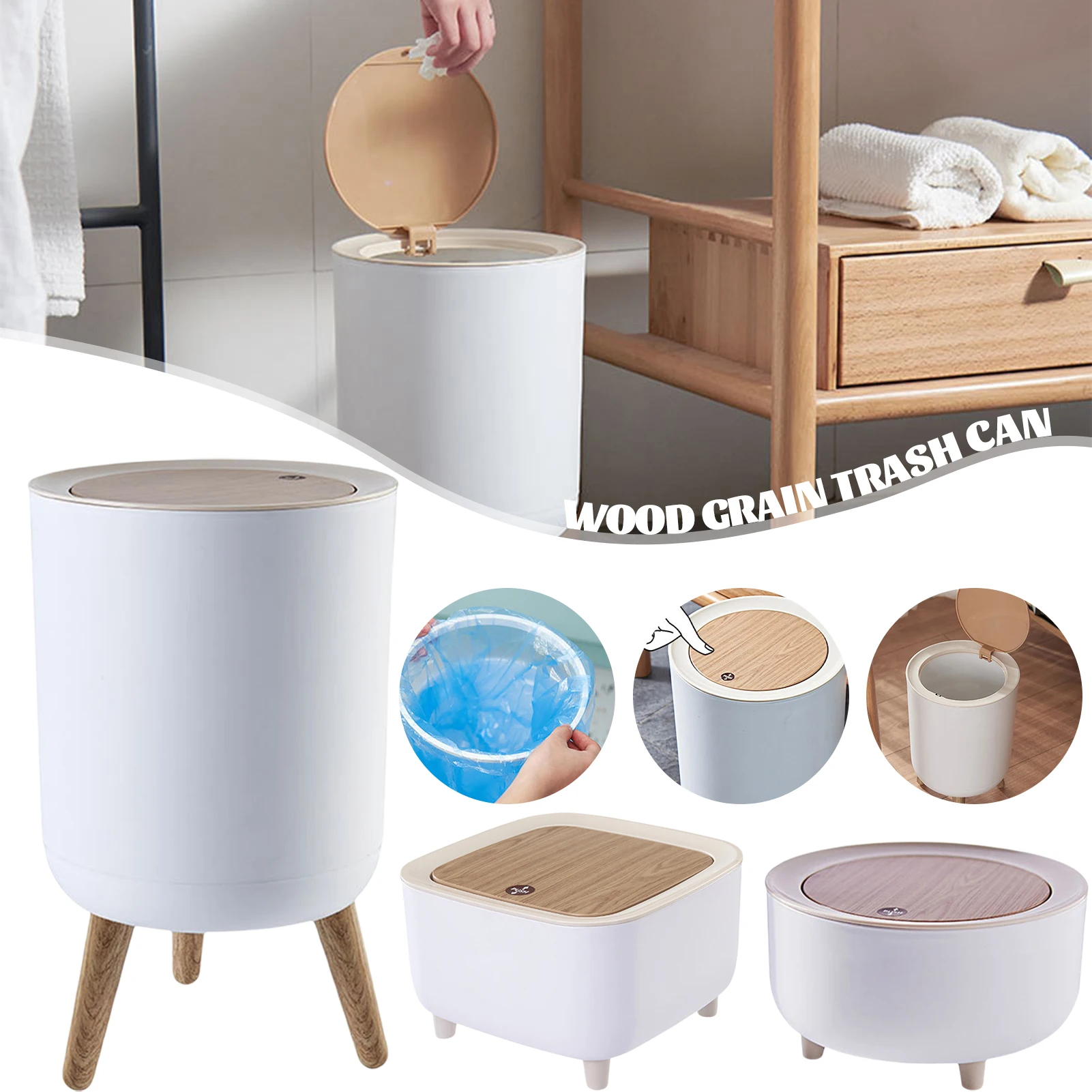 

7L Press-Type Waste Bin Multipurpose Large Capacity Trash Tube Can For Bathroom Kitchen Toilet Waterproof Narrow Seam Bin
