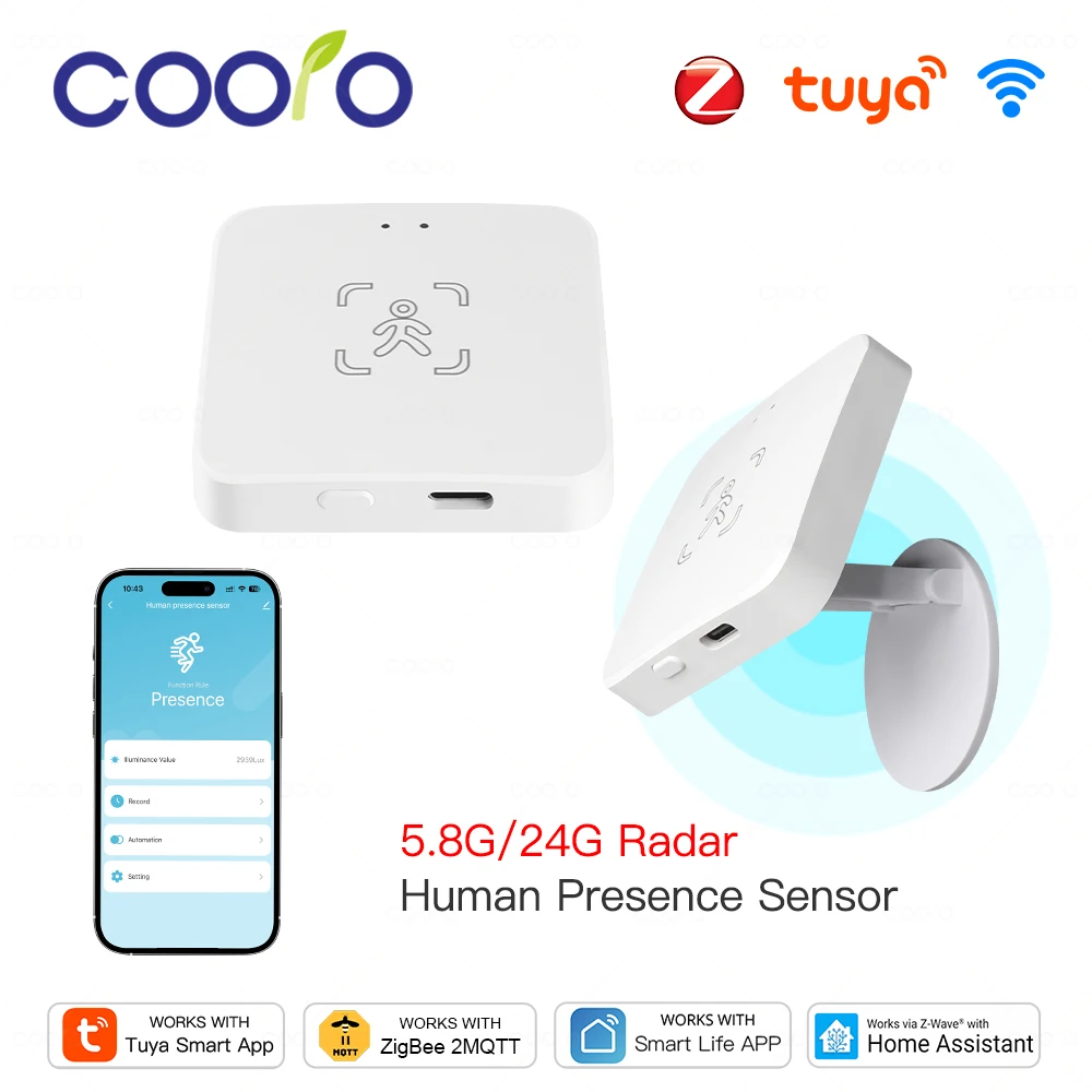 Датчик присутствия человека Tuya Wi-Fi Zigbee умный радар с датчиком движения 5 8 ГГц 24