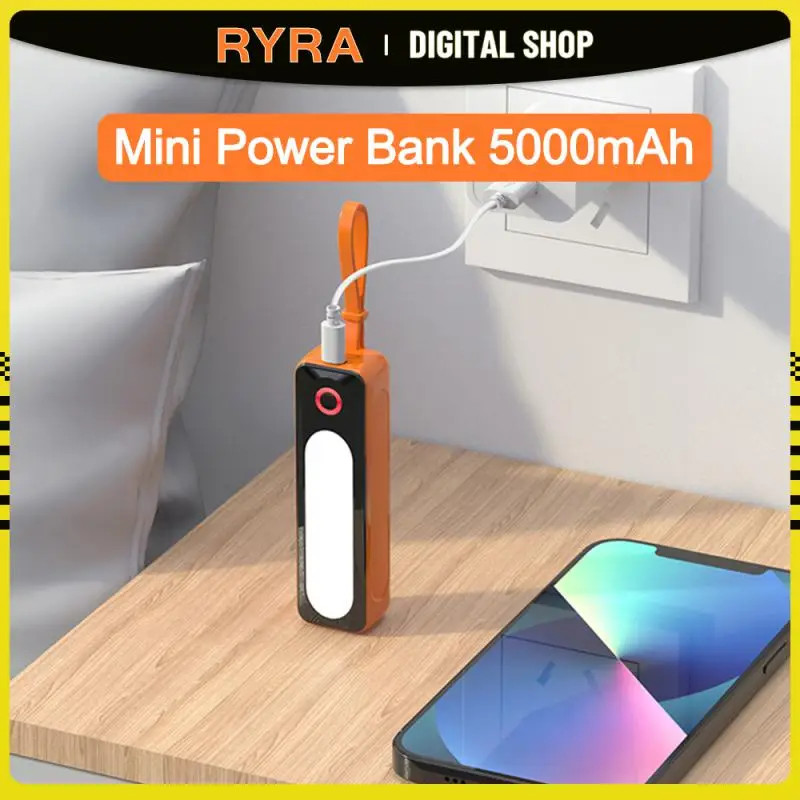 

RYRA Mini Power Bank 5000mAh Portable Mobile Phone Charger External Battery Power Bank Plug And Play Type-C For IPhone Samsung