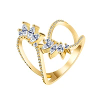 2022 new ins morocco design cz crystal open rings for women elegant leaf finger ring female wedding dinner bijoux drop shipping
