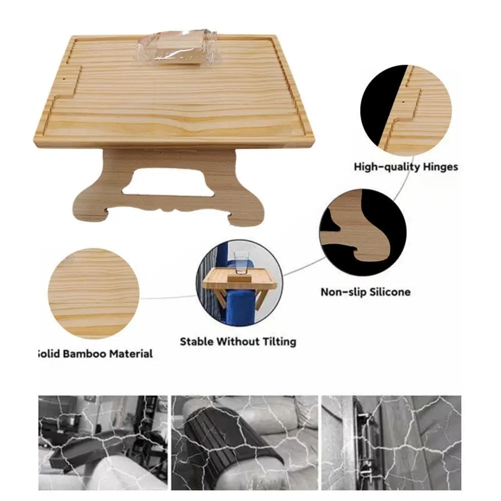 

Wooden Sofa Tray Sofa Armrest Adjustable Sofa Armrest Tray Space Saving For Remote Control Coffee Snacks Side Table
