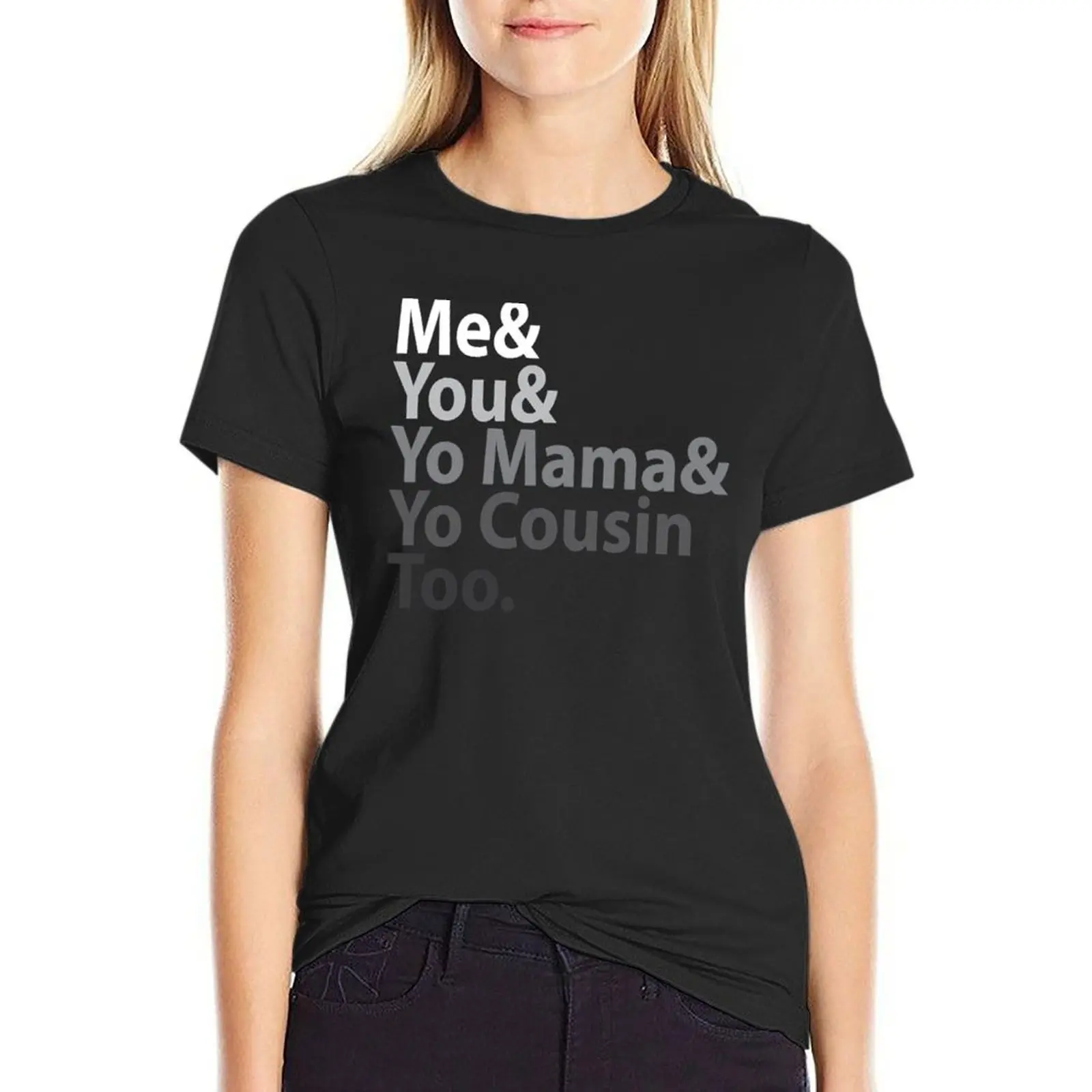 Фото Футболка с надписью Me You Yo Mama Too Outkast-Lyric, великолепные тяжелые быстросохнущие принты с животными для женщин №1
