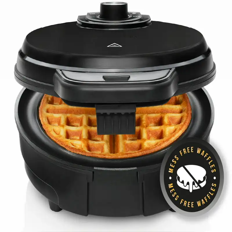 Anti-Overflow Belgian Waffle Maker, Black