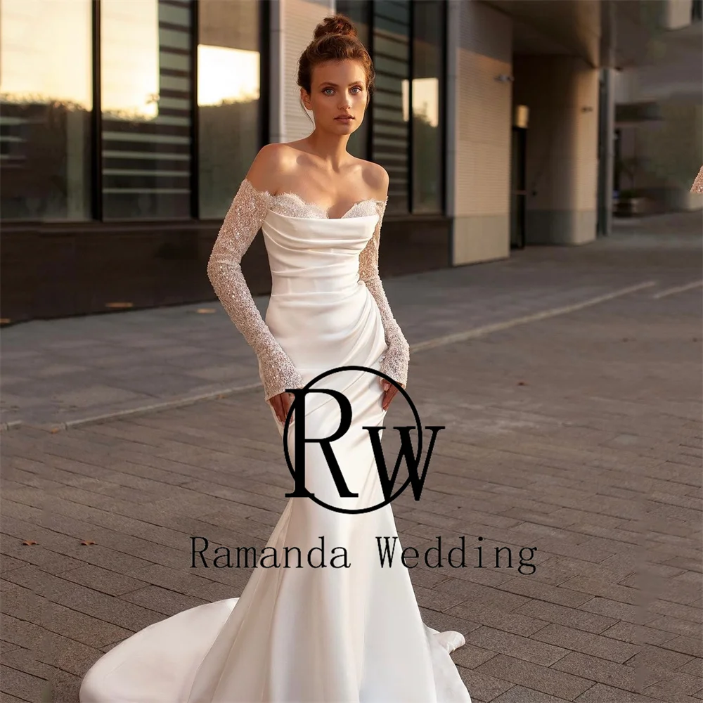 Ramanda Милое свадебное платье русалки с длинными рукавами женское 2021 кружевное
