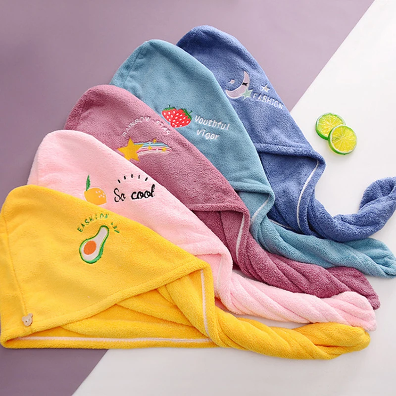 

Soft Coral Fleece Girls Hair Towel Absorbent Quick Drying Magic Shower Cap Soft Microfiber Hair Towel For Girls