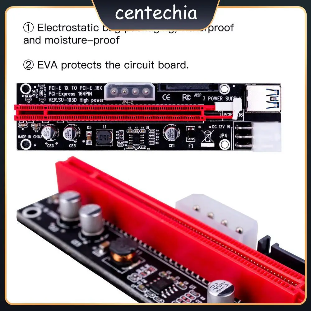 

Pci-e Gpu Adapter 4 Capacitors 60cm Usb 3.0 Pci-e Riser Ver 009s Express Stable 16a Power Supply Pci-e Riser Board Gold-plated