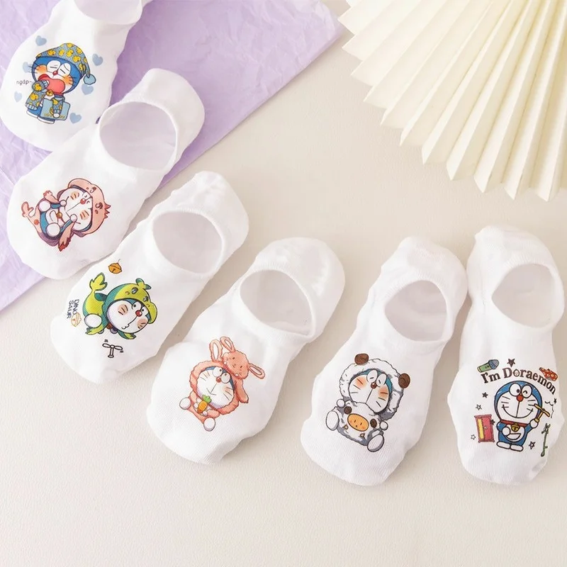 Doraemon Woman Sock Cute Anime for Women Socks Japanese Cotton Invisible Boat Sox Casual Breathable Thin Spring Summer Skarpetki