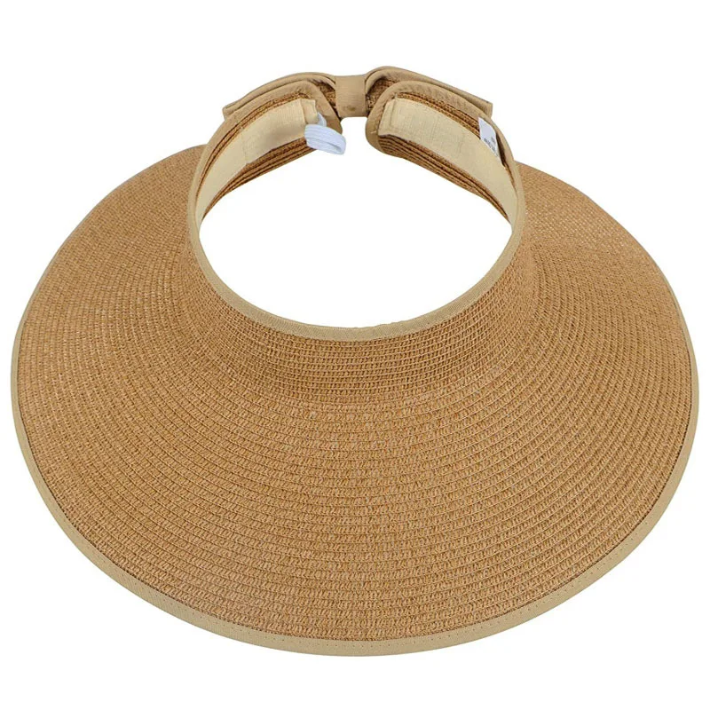 New Spring Summer Visors Cap Foldable Wide Large Brim Sun Hat Beach Hats for Women Straw Hat Wholesale Chapeau