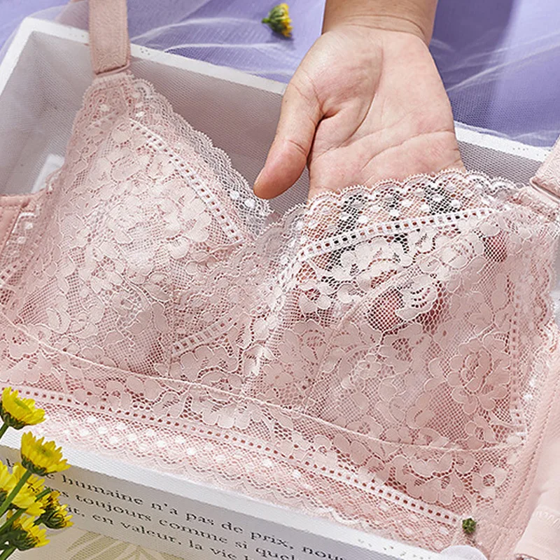 

Super Thin Big Chest Shows Small Lace Sexy Lingerie with Side Breast Full Cup Summer Breathable Comfortable Bra