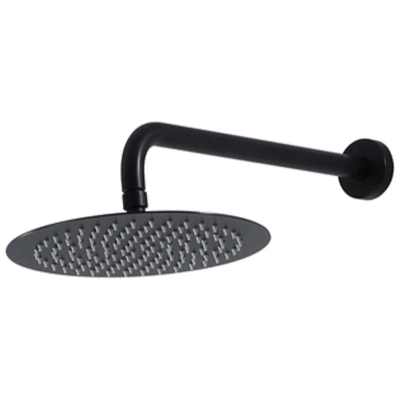 

39Cm Stainless Steel Black Chrome Round In Wall Mounted Rain Shower Arm With 25Cm Round Shower Head Shower Accessories