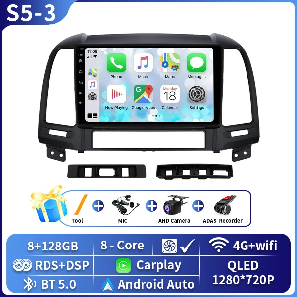 

Android Carplay авто радио для Hyundai Santa Fe 2 2006 2007 2008 2009 2010 2011 2012 автомобильный мультимедийный плеер стерео DSP 2DIN DVD