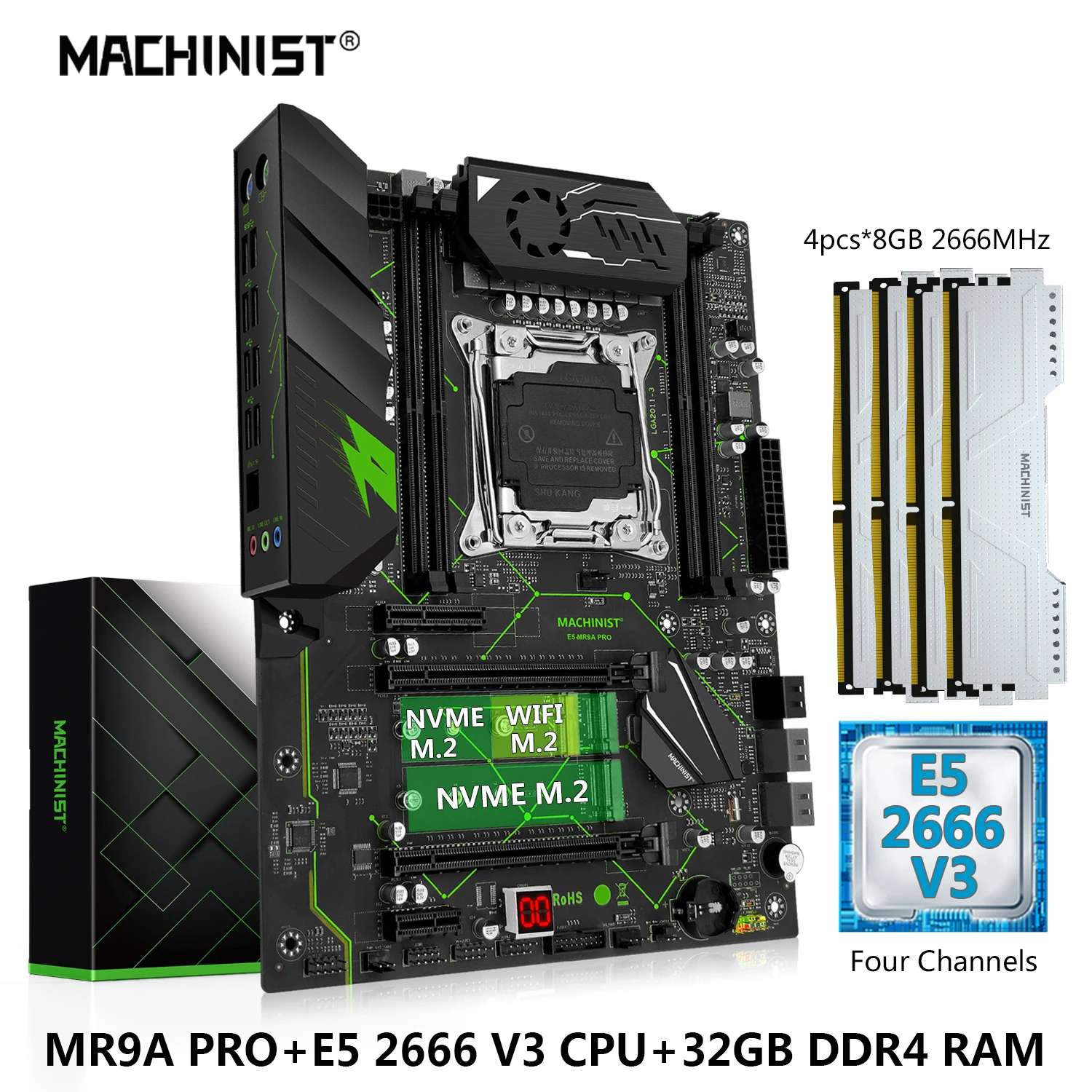 Xeon E5 2666 V3 Cpu Lga 2011-3 Processor 32g=4*8g Ddr4 Ram 2666mhz Memory Nvme M.2