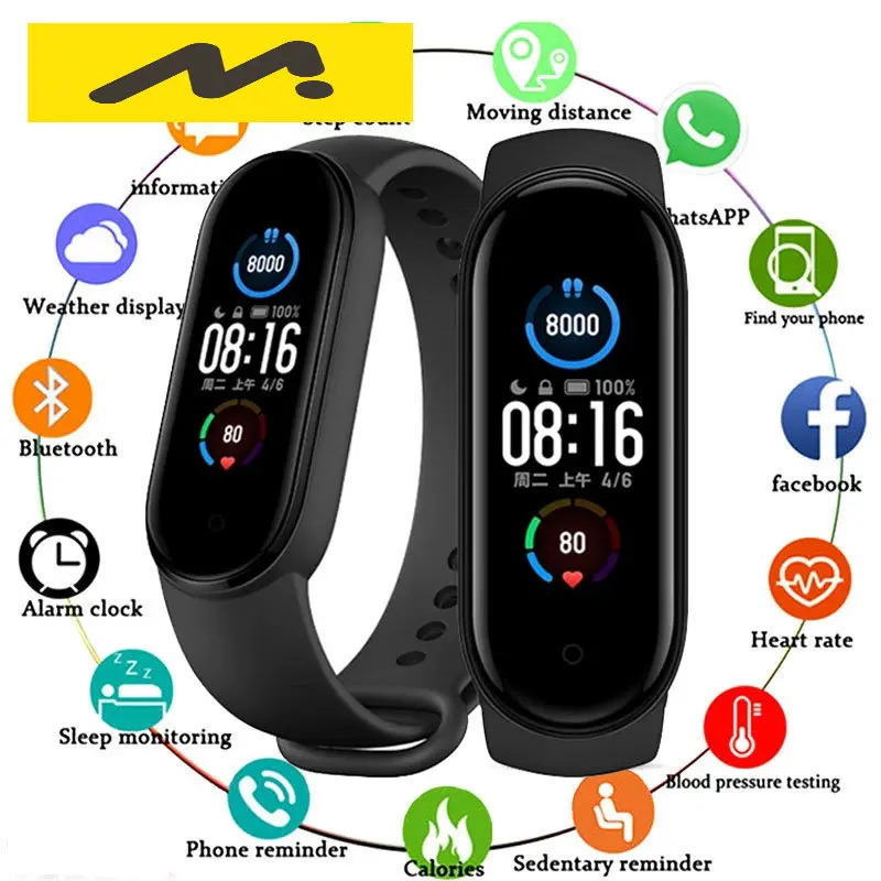 

New M5 Smart Band Waterproof Sport Smart Watch Men Woman Blood Pressure Heart Rate Monitor Fitness Bracelet For Android IOS
