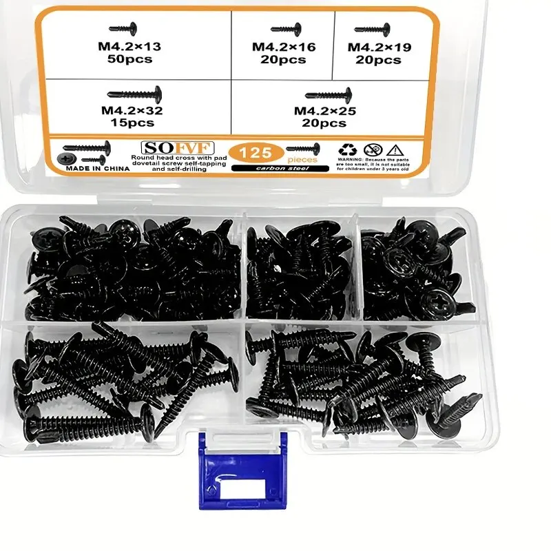 

Черные саморезы M4.2 из углеродистой стали, 125 шт.