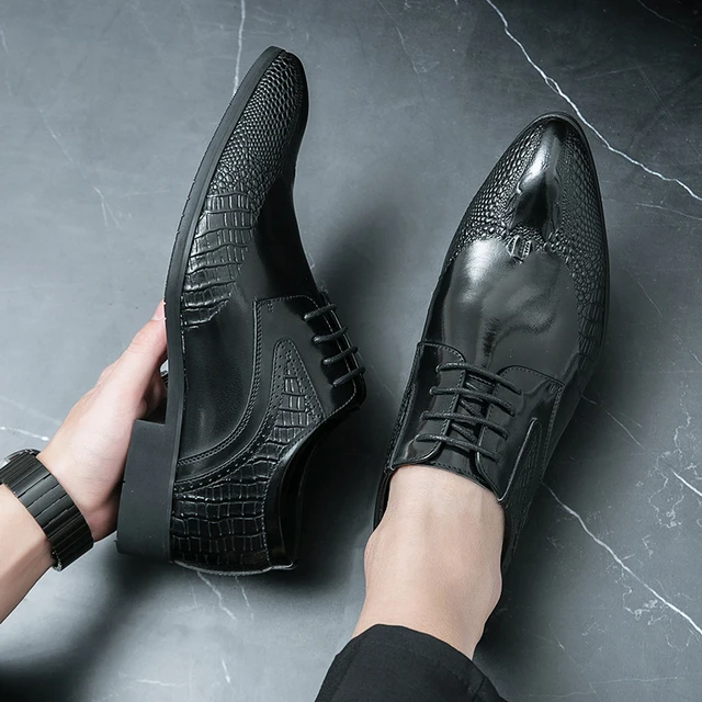 New Brown Derby Shoes for Men Pointed Toe Lace-up Black Gold Men's Formal Shoes Handmade Business Size 38-46 2