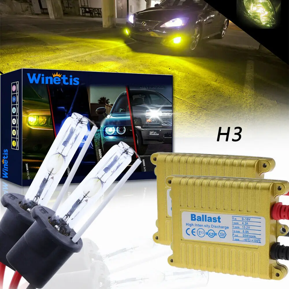 

55W Winetis H3 Hid Xenon Fog Driving Light Bulbs Conversion Kit 3000K Amber