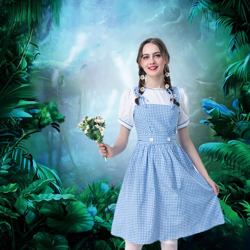 

Весенняя девушка волшебник Оз Dorothy Новый Косплей на Хэллоуин Принцесса Светло-голубое платье