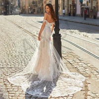 exquisite wedding dresses appliques lace beads elegant bride vestido sweetheart mermaid open back pure love robe de mariee