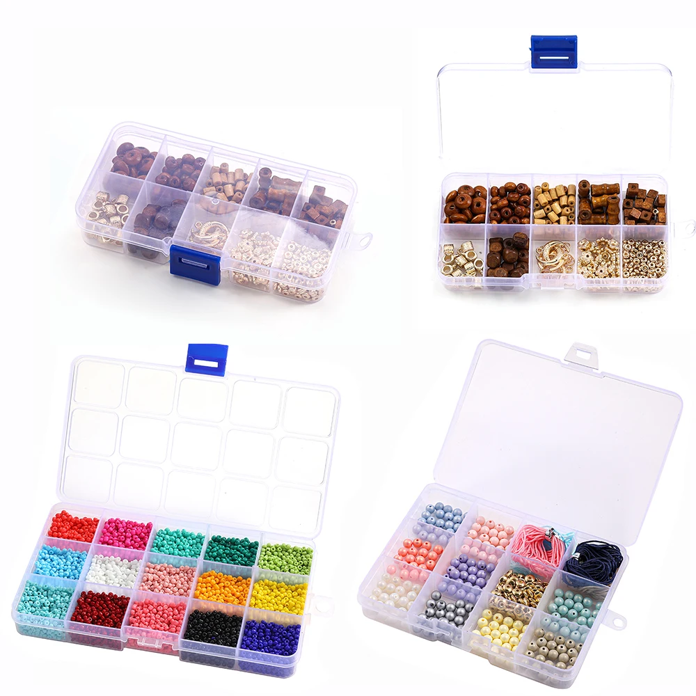 5//10/15 Grids Clear Plastic Storage Jewelry Box Compartment Container for Beads Crafts Fishing Tackles Earring Case - купить по